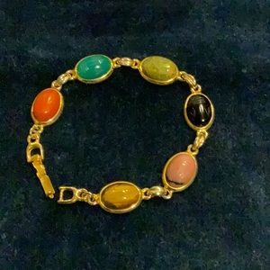 Gold tone vintage multi- genuine stone Bracelet